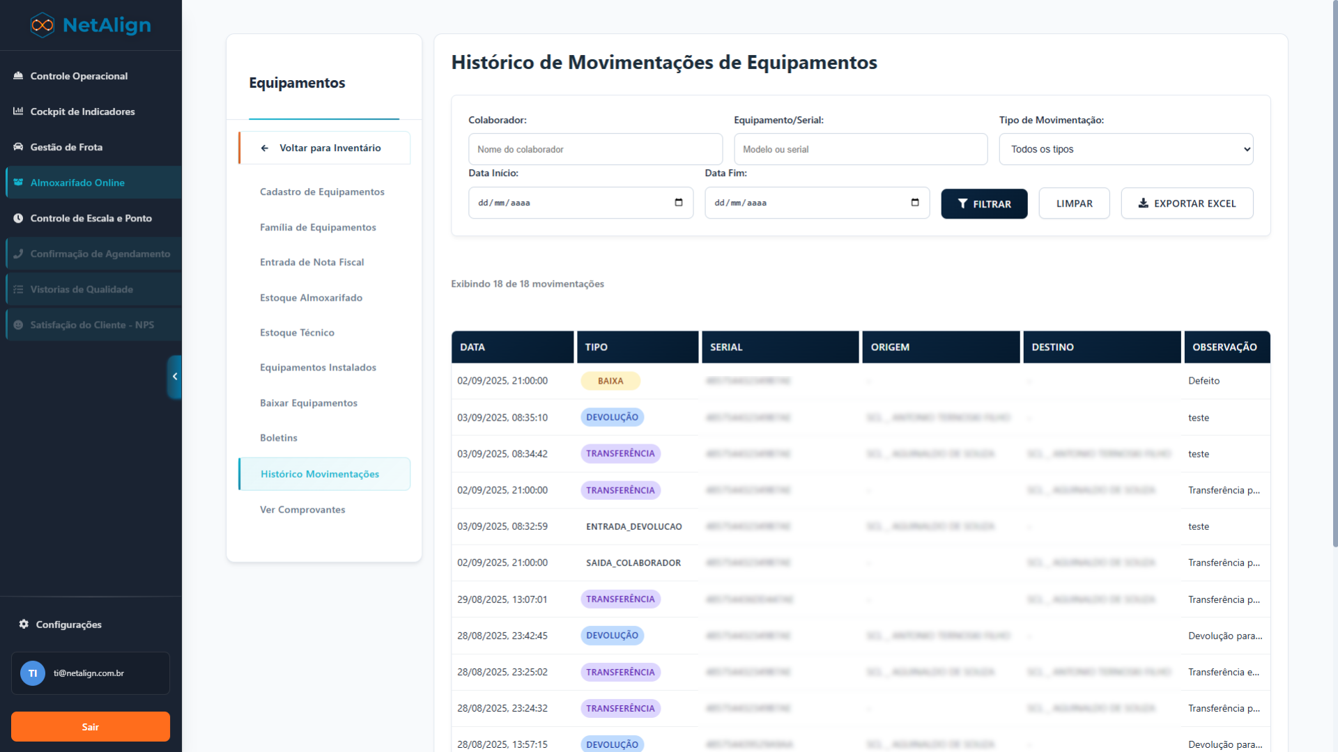 Inventário Online - Tela 2