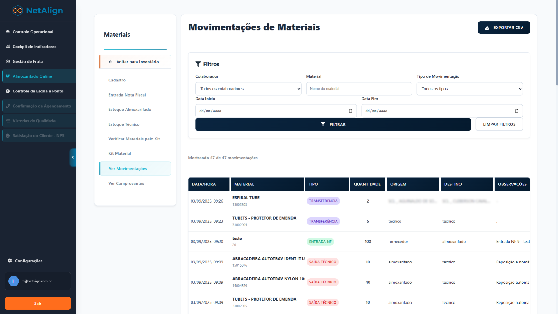 Inventário Online - Tela 3